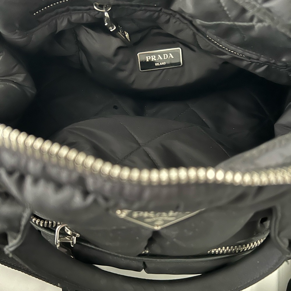 Prada Black Quilted Nylon Dome Satchel with Silver Hardware - Picture 5 of 8
